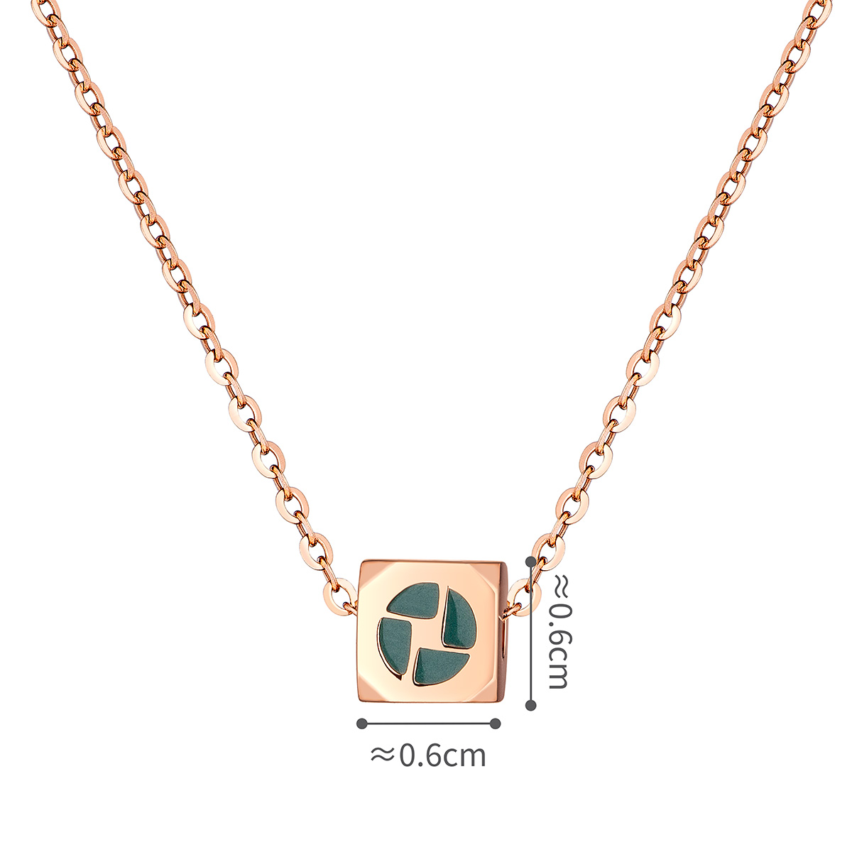六福珠寶18K金頸鏈 - "小魔方"18K玫瑰金琺瑯頸鏈