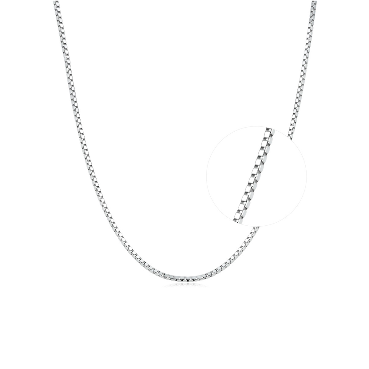 六福珠寶18K金頸鏈 - 意大利18K金(白色)簡約頸鏈