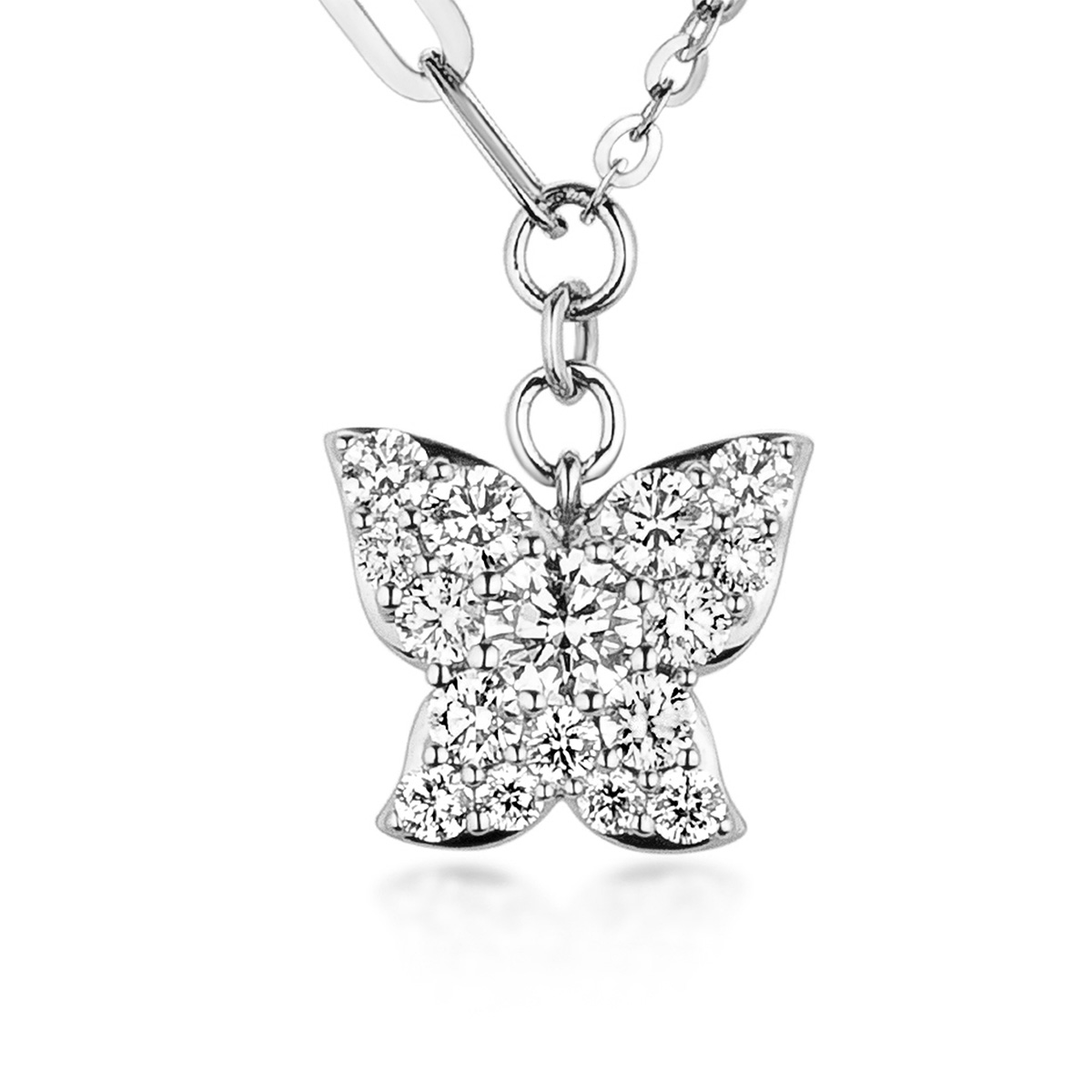 六福珠寶18K金頸鏈 - 蝴蝶造型18K金鑽石頸鏈–多色選擇