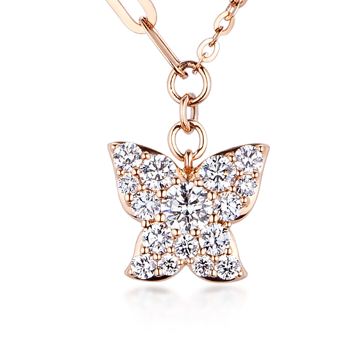 $t('六福珠寶')18K金頸鏈 - 蝴蝶造型18K金鑽石頸鏈–多色選擇