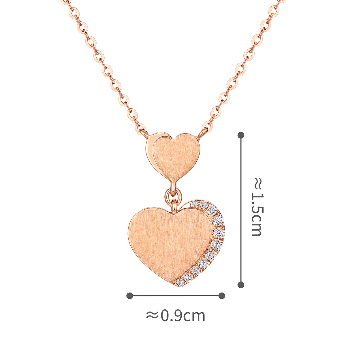 六福珠寶18K金頸鏈 - "嫣然心絲"18K玫瑰金鑽石頸鏈