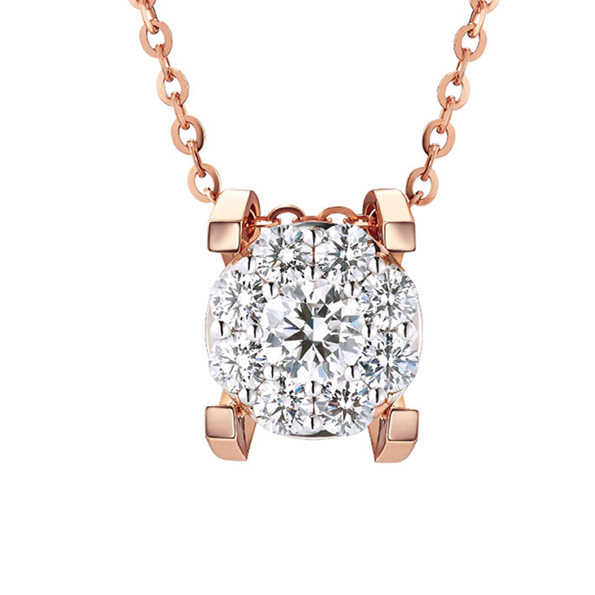 $t('六福珠寶')18K金頸鏈 - “Hexicon”18K金(分色)鑽石頸鏈(圍鑲工藝)–多色選擇