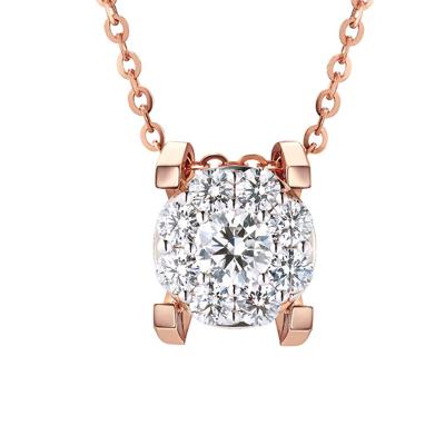 六福珠寶18K金頸鏈 - “Hexicon”18K金(分色)鑽石頸鏈(圍鑲工藝)–多色選擇