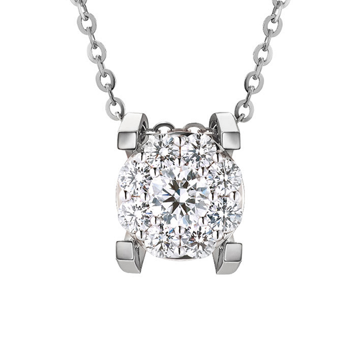 六福珠寶18K金頸鏈 - “Hexicon”18K金(分色)鑽石頸鏈(圍鑲工藝)–多色選擇