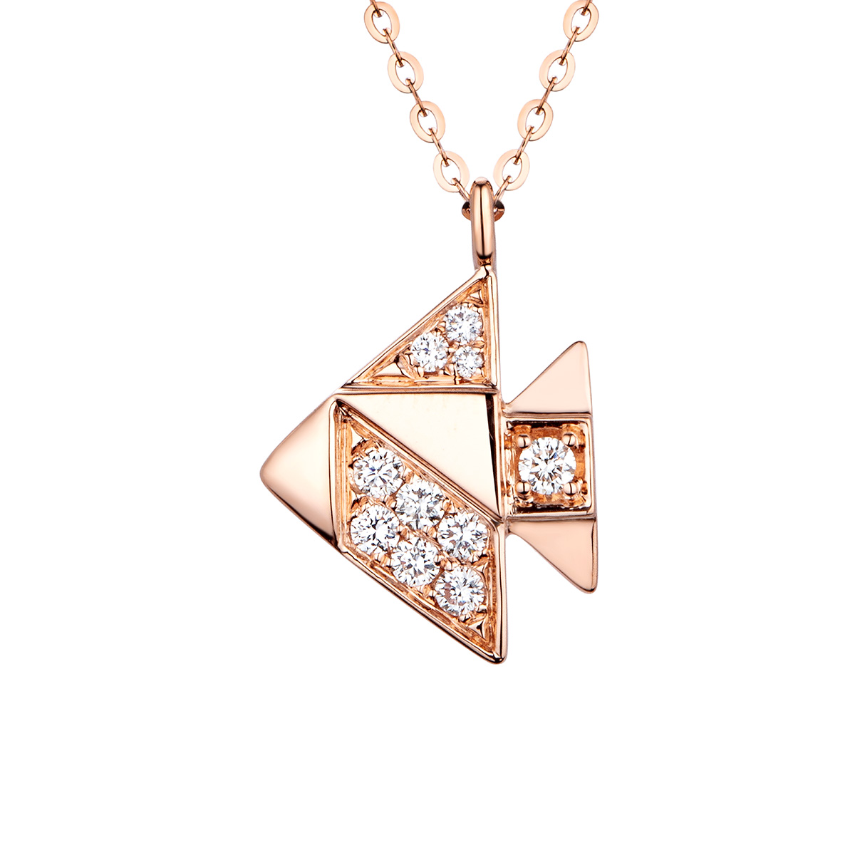 $t('六福珠寶')18K金頸鏈 - "小玩意"18K金鑽石魚兒圖案頸鏈