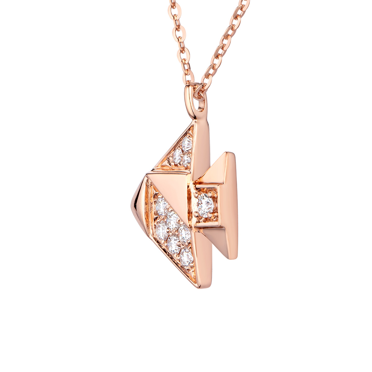 六福珠寶18K金頸鏈 - "小玩意"18K金鑽石魚兒圖案頸鏈