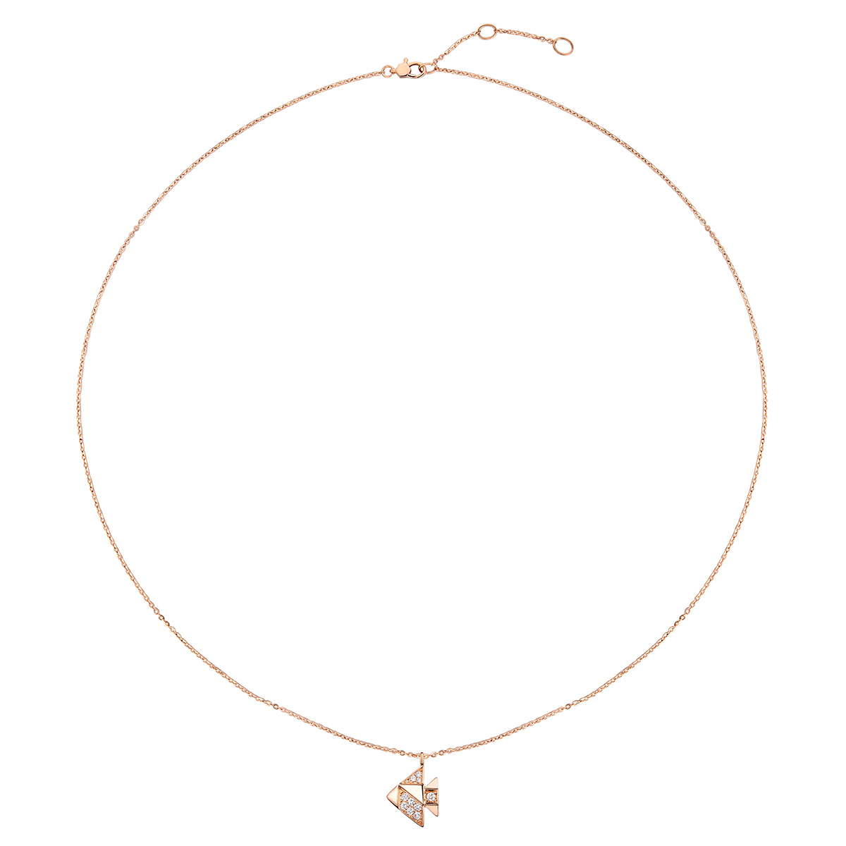 六福珠寶18K金頸鏈 - "小玩意"18K金鑽石魚兒圖案頸鏈