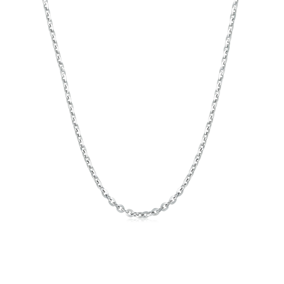 $t('六福珠寶')18K金颈链 - 意大利18K金(白色)简约颈链