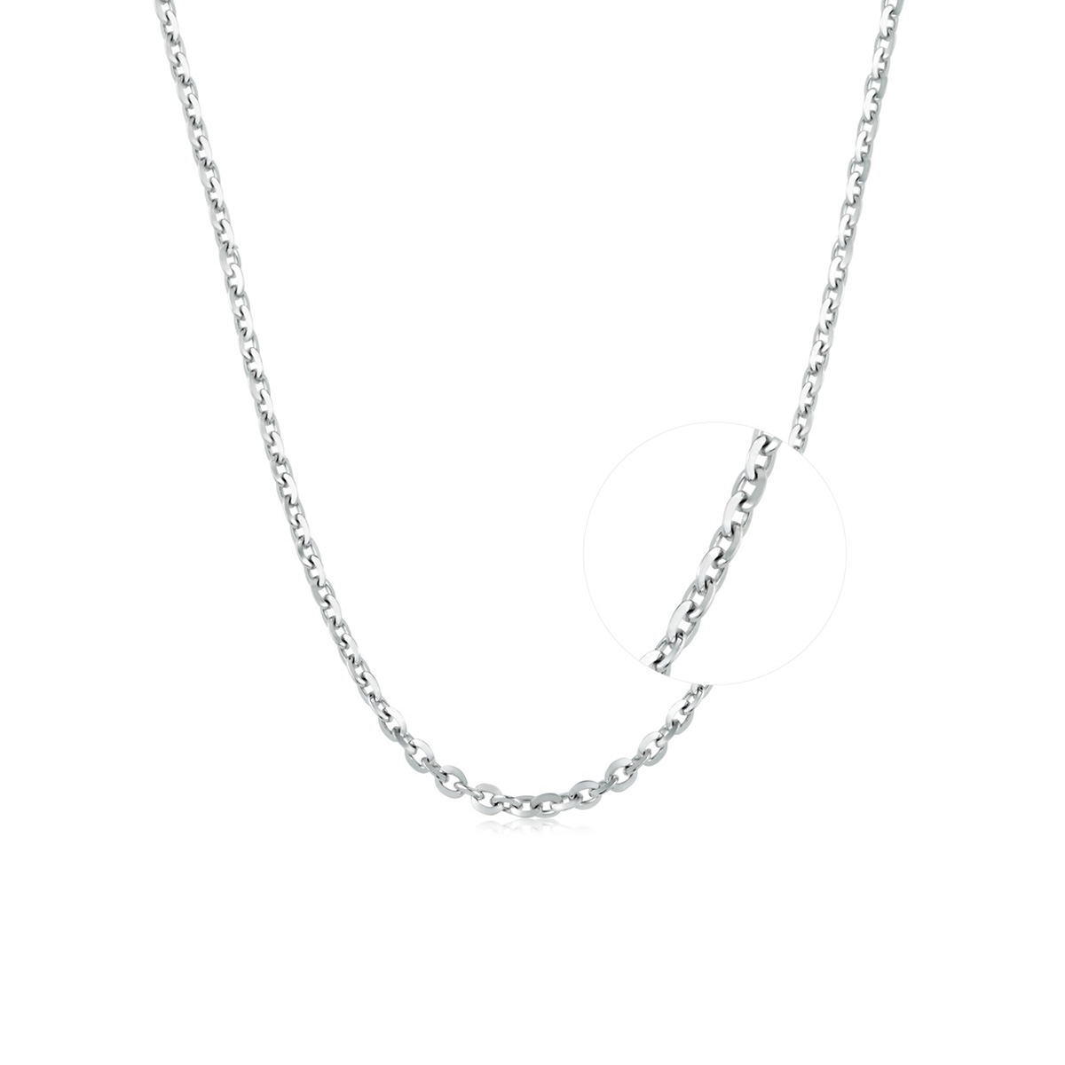 六福珠寶18K金颈链 - 意大利18K金(白色)简约颈链