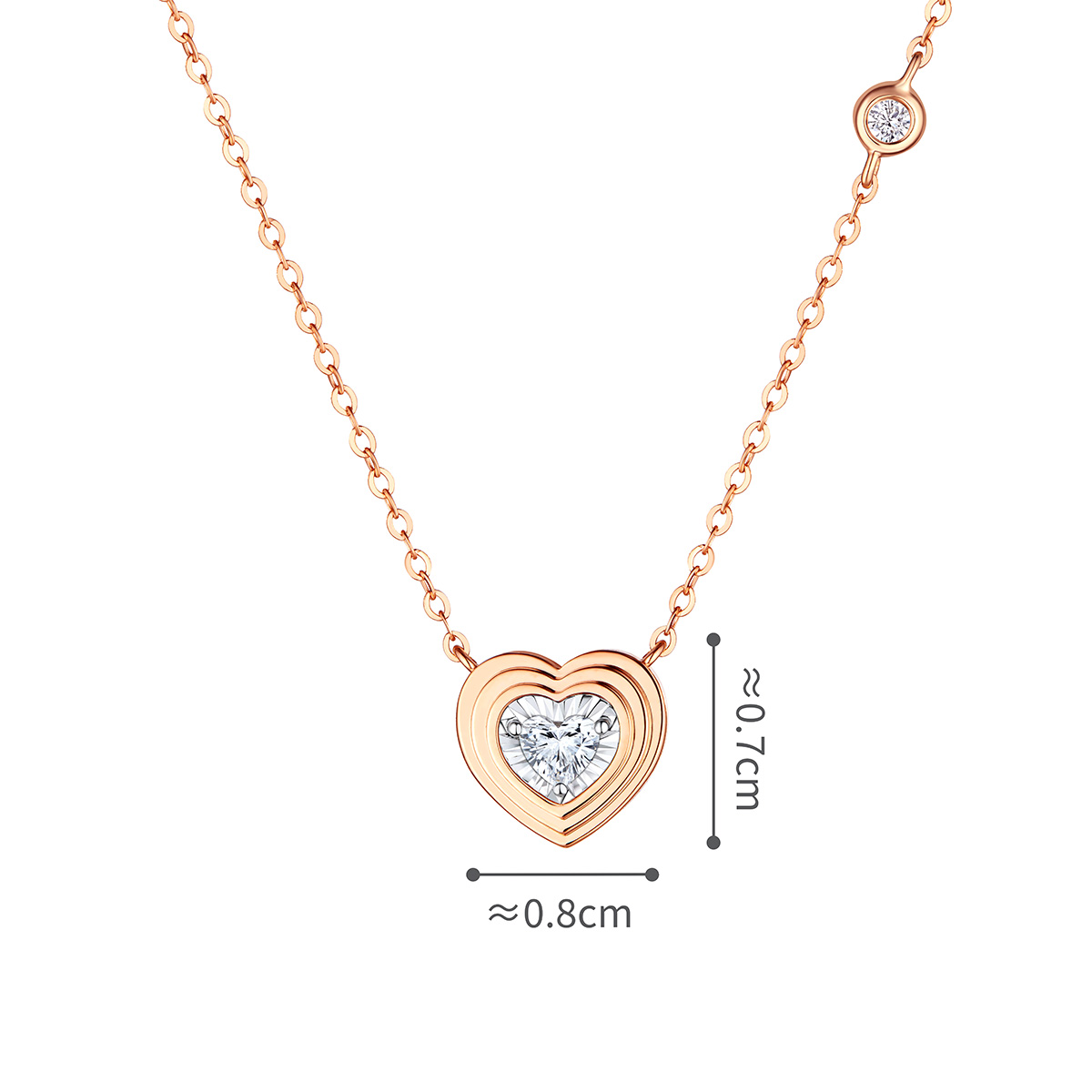 六福珠寶18K金頸鏈 - "心動信號"18K金(分色)心形鑽石頸鏈