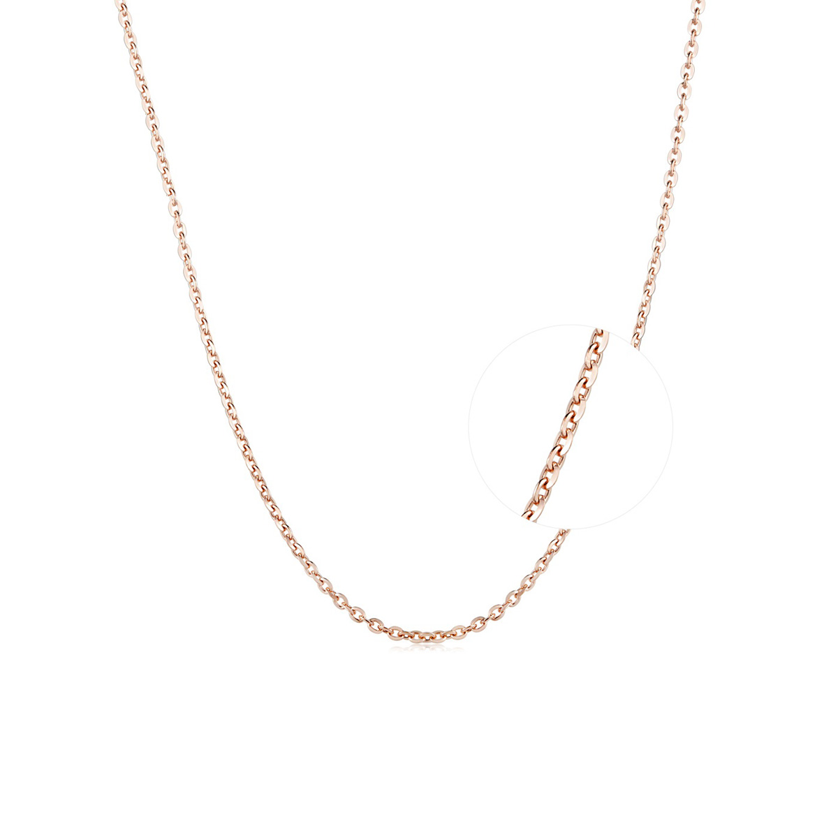 六福珠寶18K金頸鏈 - 意大利18K玫瑰金簡約頸鏈