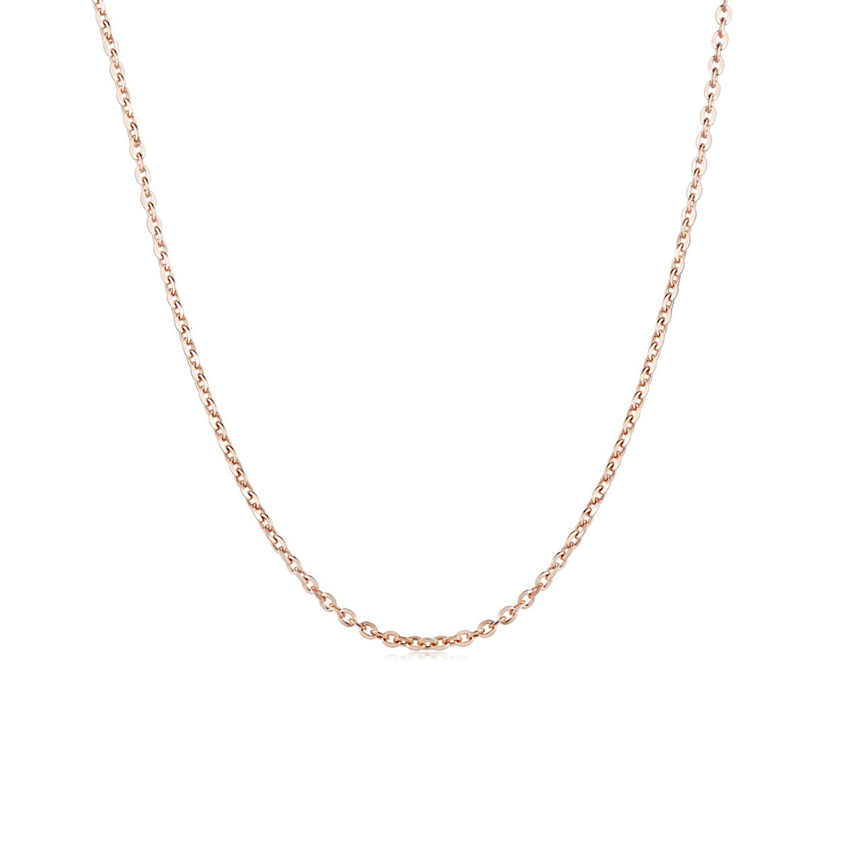 六福珠寶18K金頸鏈 - 意大利18K玫瑰金簡約頸鏈