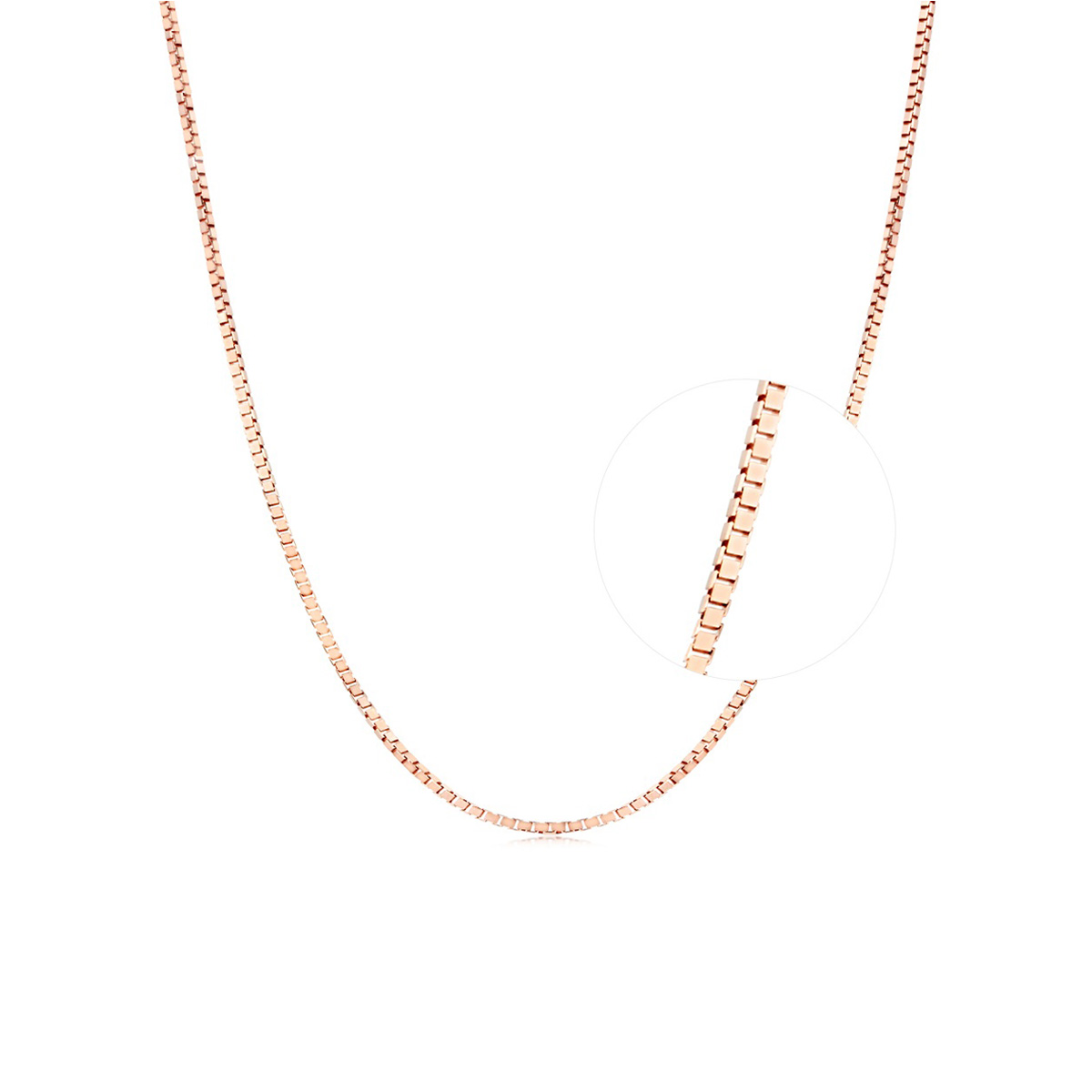 六福珠寶18K金頸鏈 - 意大利18K玫瑰金簡約頸鏈