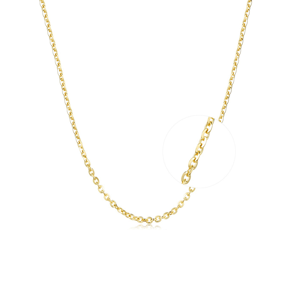 六福珠寶18K金頸鏈 - 意大利18K金(黃色)簡約頸鏈