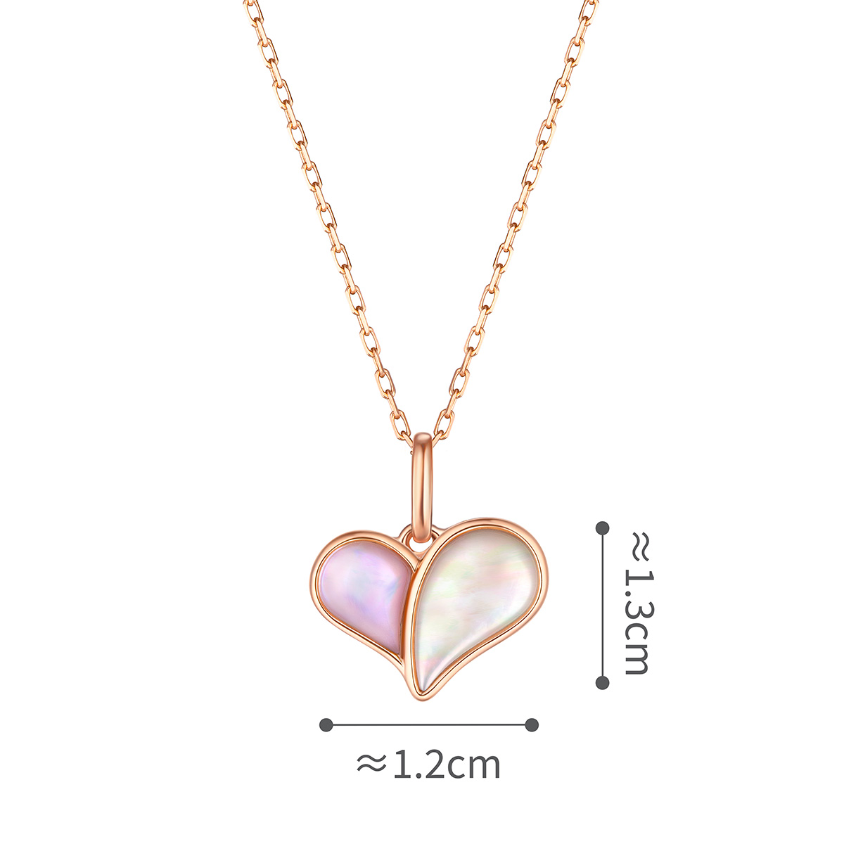 六福珠寶18K金頸鏈 - "為愛比心"18K玫瑰金貝母頸鏈