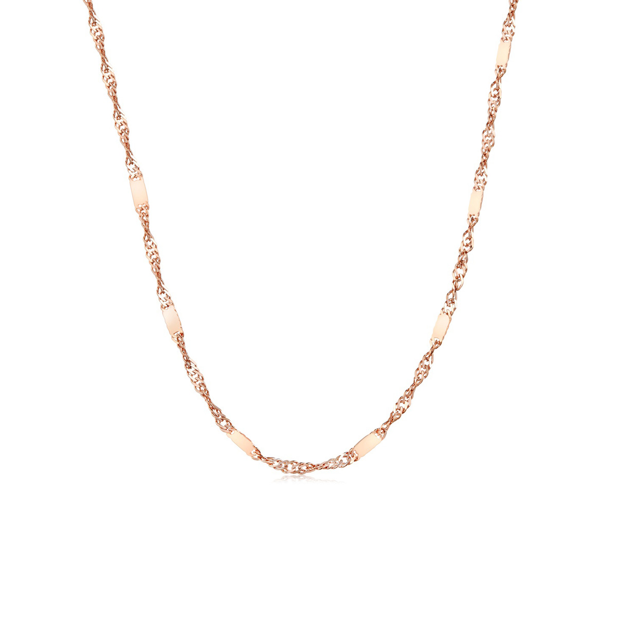 六福珠寶18K金頸鏈 - 意大利18K玫瑰金簡約頸鏈