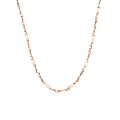 六福珠寶18K金頸鏈 - 意大利18K玫瑰金簡約頸鏈