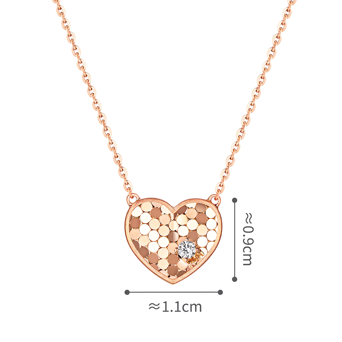 六福珠寶18K金頸鏈 - "糖心閃閃"18K玫瑰金鑽石頸鏈