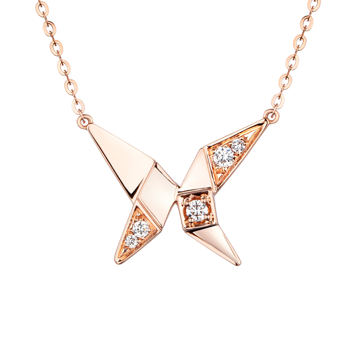 $t('六福珠寶')18K金頸鏈 - "小玩意"18K玫瑰金蝴蝶造型鑽石頸鏈