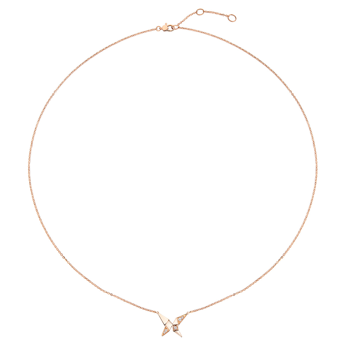 六福珠寶18K金頸鏈 - "小玩意"18K玫瑰金蝴蝶造型鑽石頸鏈