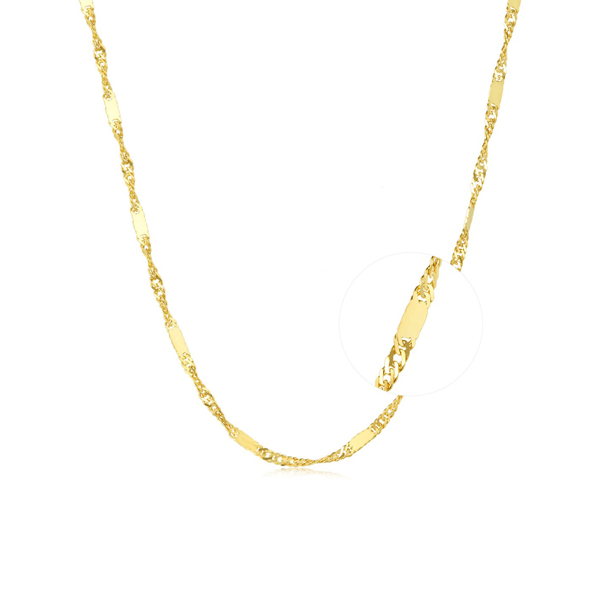 六福珠寶18K金頸鏈 - 意大利18K金(黃色)簡約頸鏈