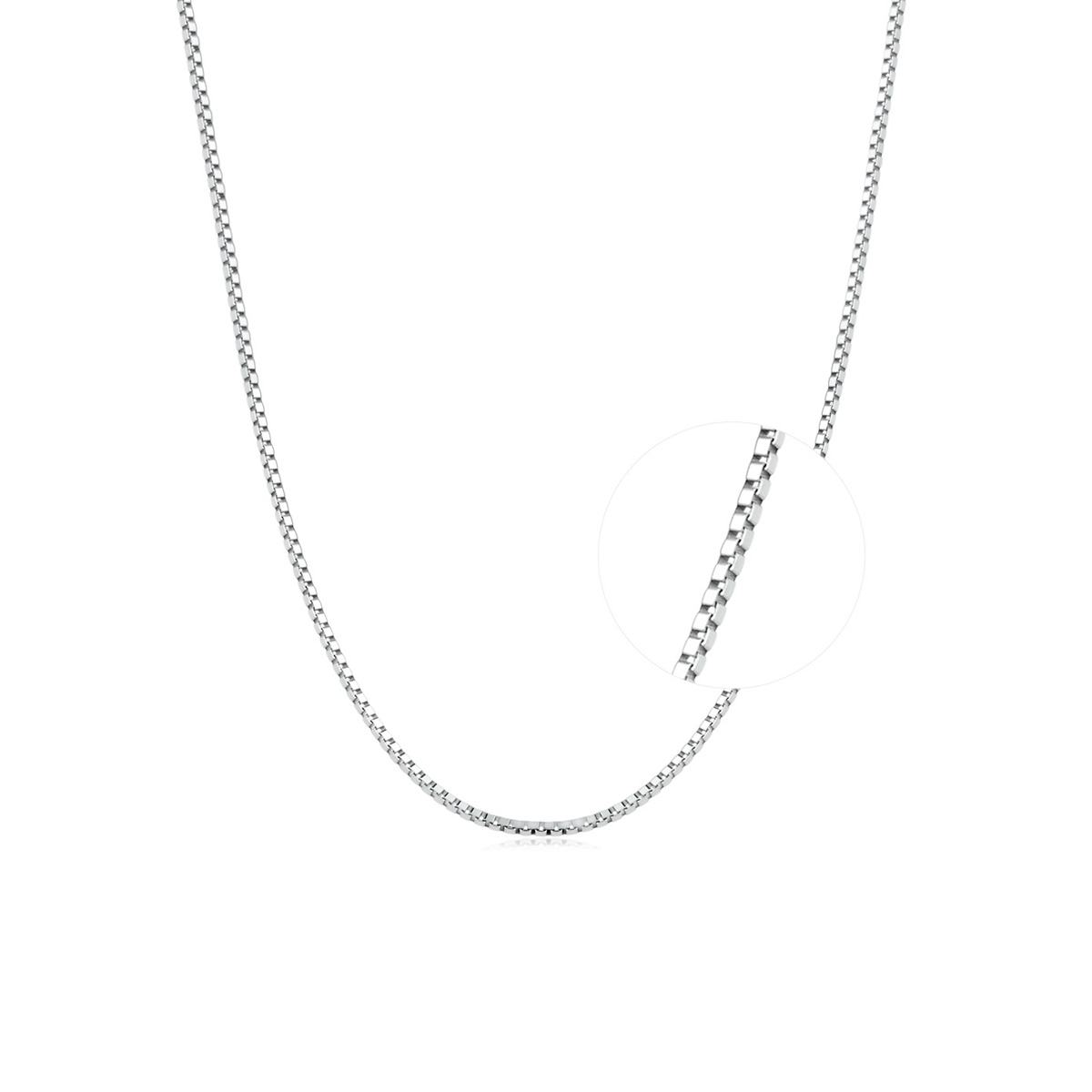 六福珠寶18K金頸鏈 - 意大利18K金(白色)簡約頸鏈