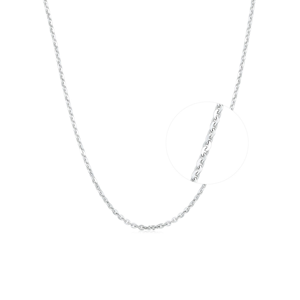 六福珠寶18K金頸鏈 - 意大利18K金(白色)簡約頸鏈