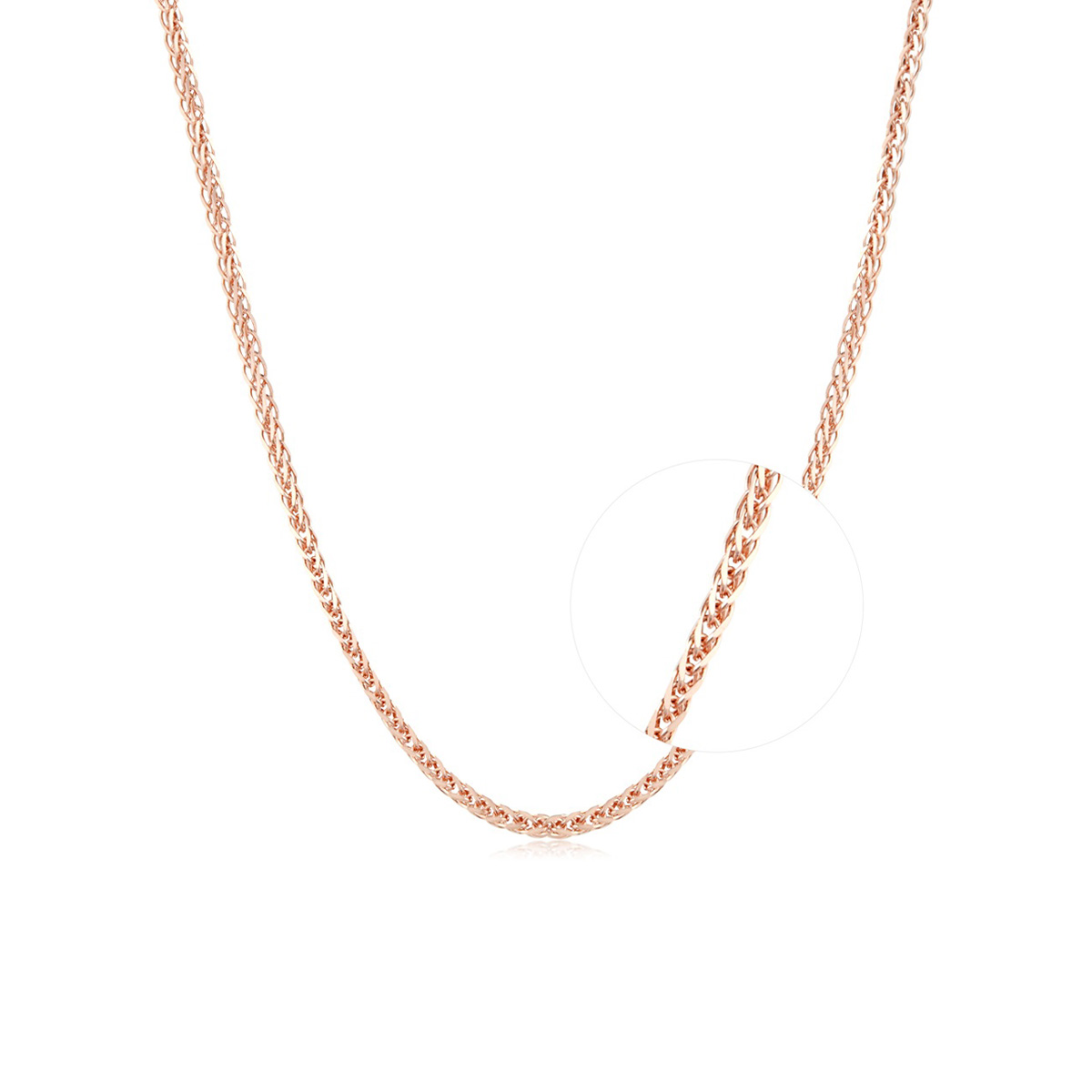 六福珠寶18K金頸鏈 - 意大利18K玫瑰金簡約頸鏈