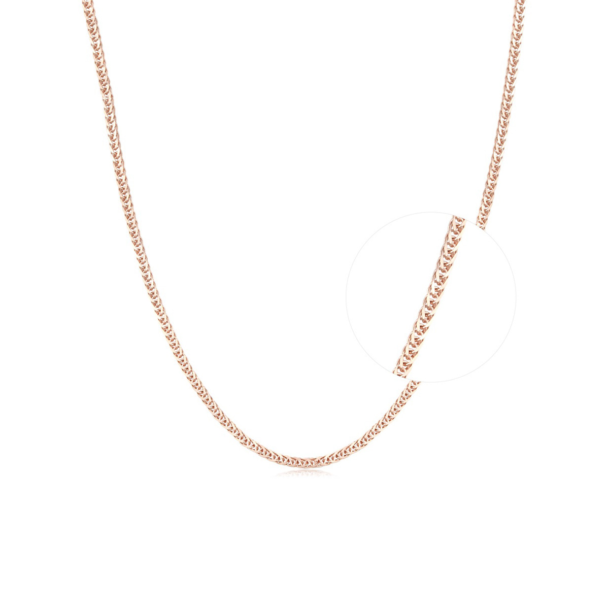 六福珠寶18K金頸鏈 - 意大利18K玫瑰金簡約頸鏈