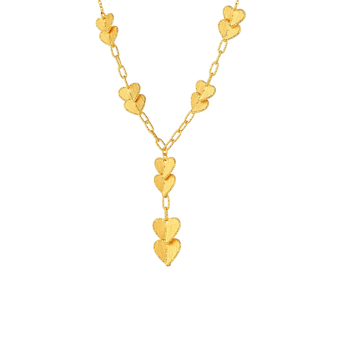 六福珠宝黄金颈链 - “心丝涟漪”999.9黄金颈链