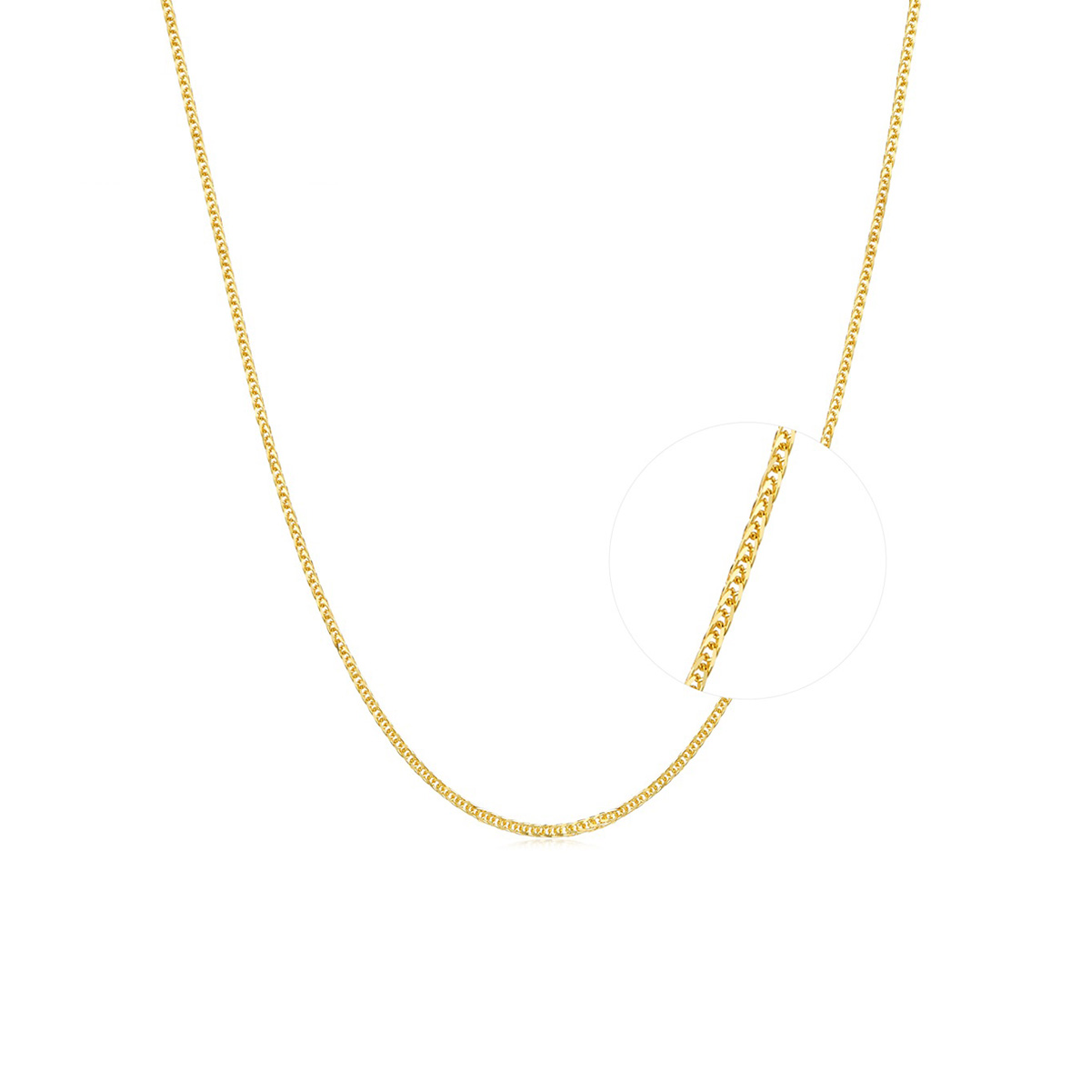 六福珠寶18K金頸鏈 - 意大利18K金(黃色)簡約頸鏈