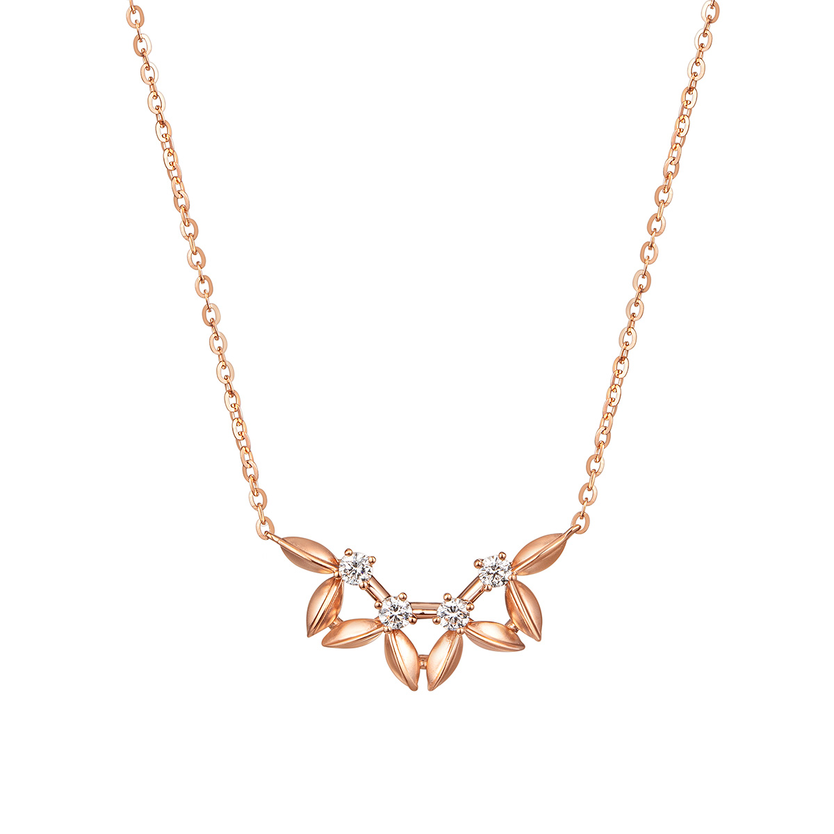 六福珠寶18K金頸鏈 - 【LISTING CLOSED】"幸運穀粒"18K金鑽石頸鏈–多色選擇