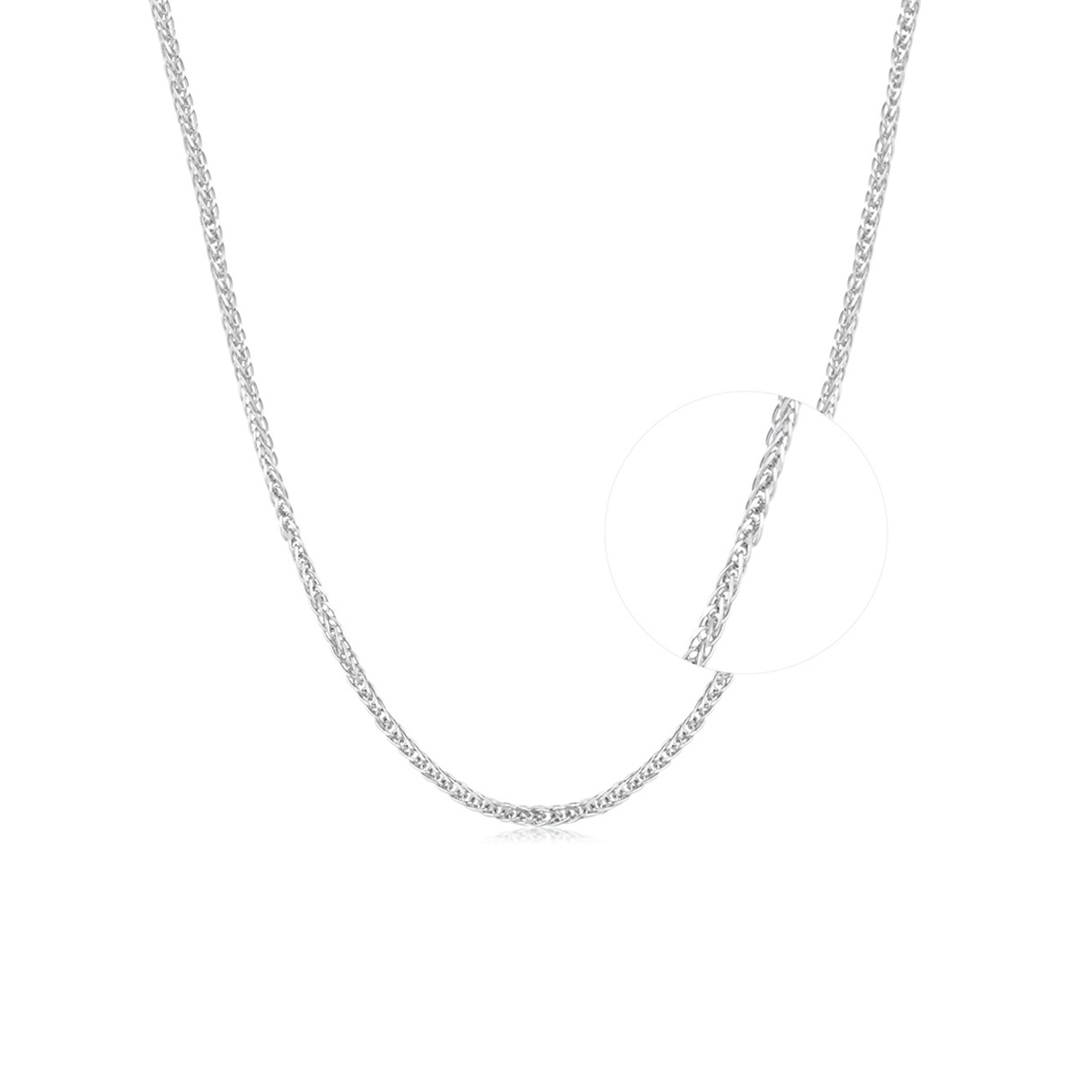 六福珠寶18K金頸鏈 - 意大利18K金(白色)簡約頸鏈