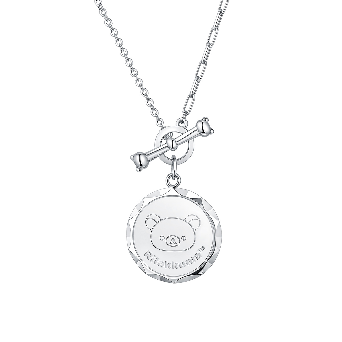 六福珠寶鉑金頸鏈 - "蘋安喜樂"小熊950鉑金頸鏈