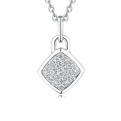 六福珠寶18K金頸鏈 - "菱光密语"18K金(白色)鑽石頸鏈