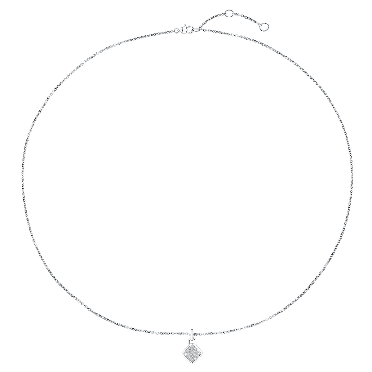 六福珠寶18K金頸鏈 - "菱光密语"18K金(白色)鑽石頸鏈