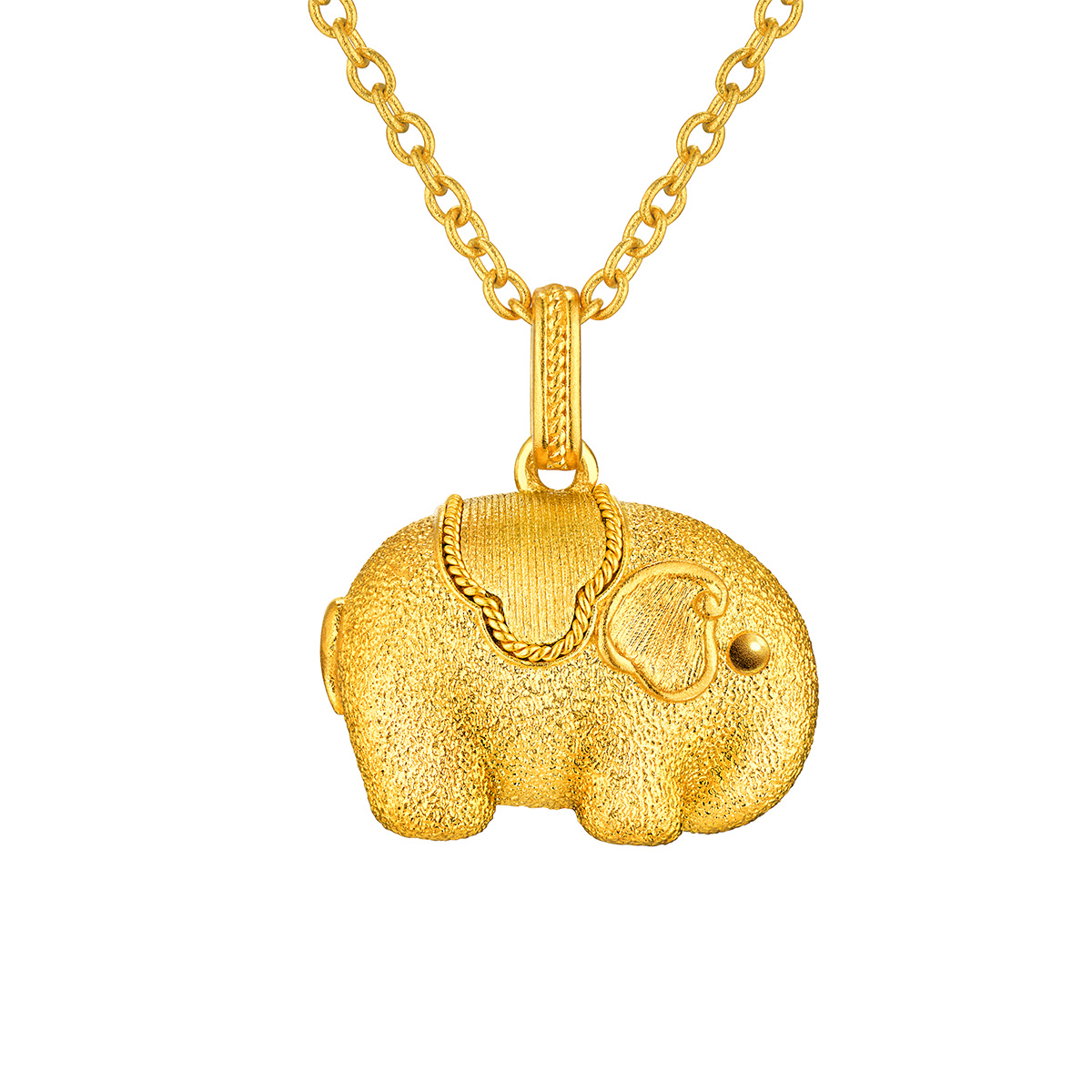 $t('六福珠寶')黃金頸鏈 - "唐彩墩墩吉象"999.9黃金頸鏈(素金版)