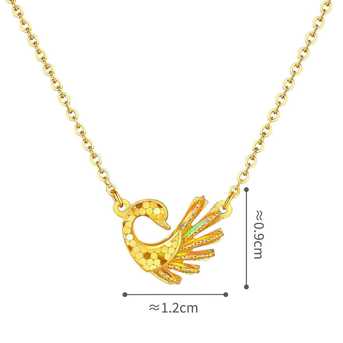 六福珠寶黃金頸鏈 - "冰‧鑽心動天鵝"999足金頸鏈