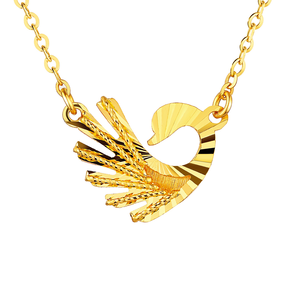 六福珠寶黃金頸鏈 - "冰‧鑽心動天鵝"999足金頸鏈