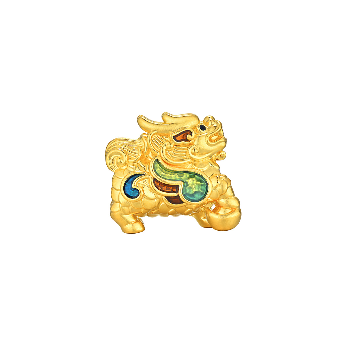 $t('六福珠寶')黃金串飾 - "麒麟獻財"999足金鎏彩串飾