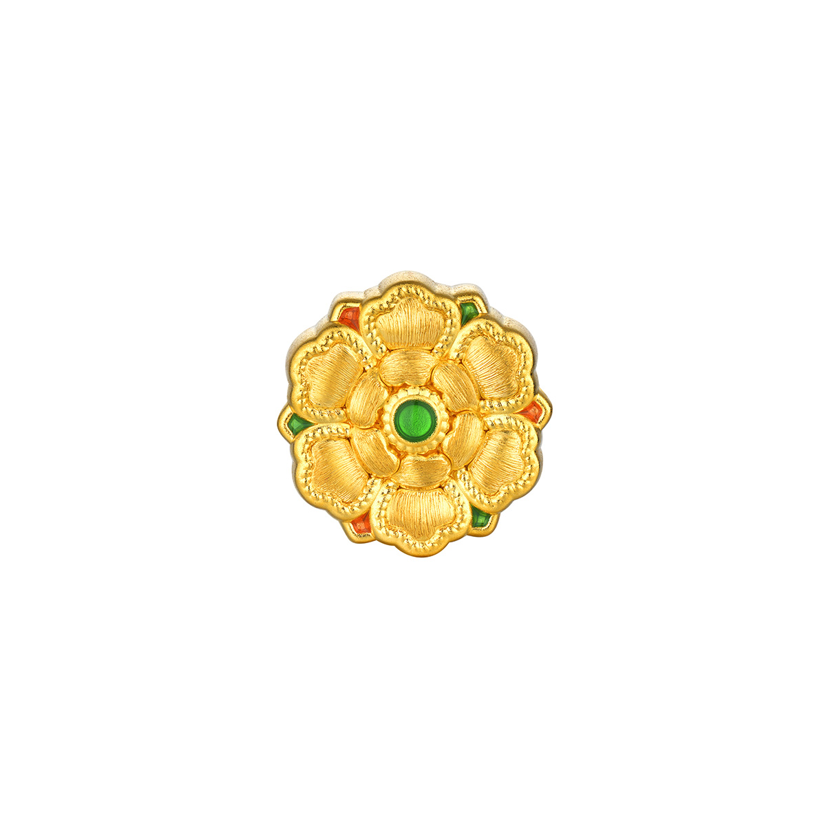 六福珠寶黃金串飾 - "寶相納福"999足金鑽石鎏彩串飾