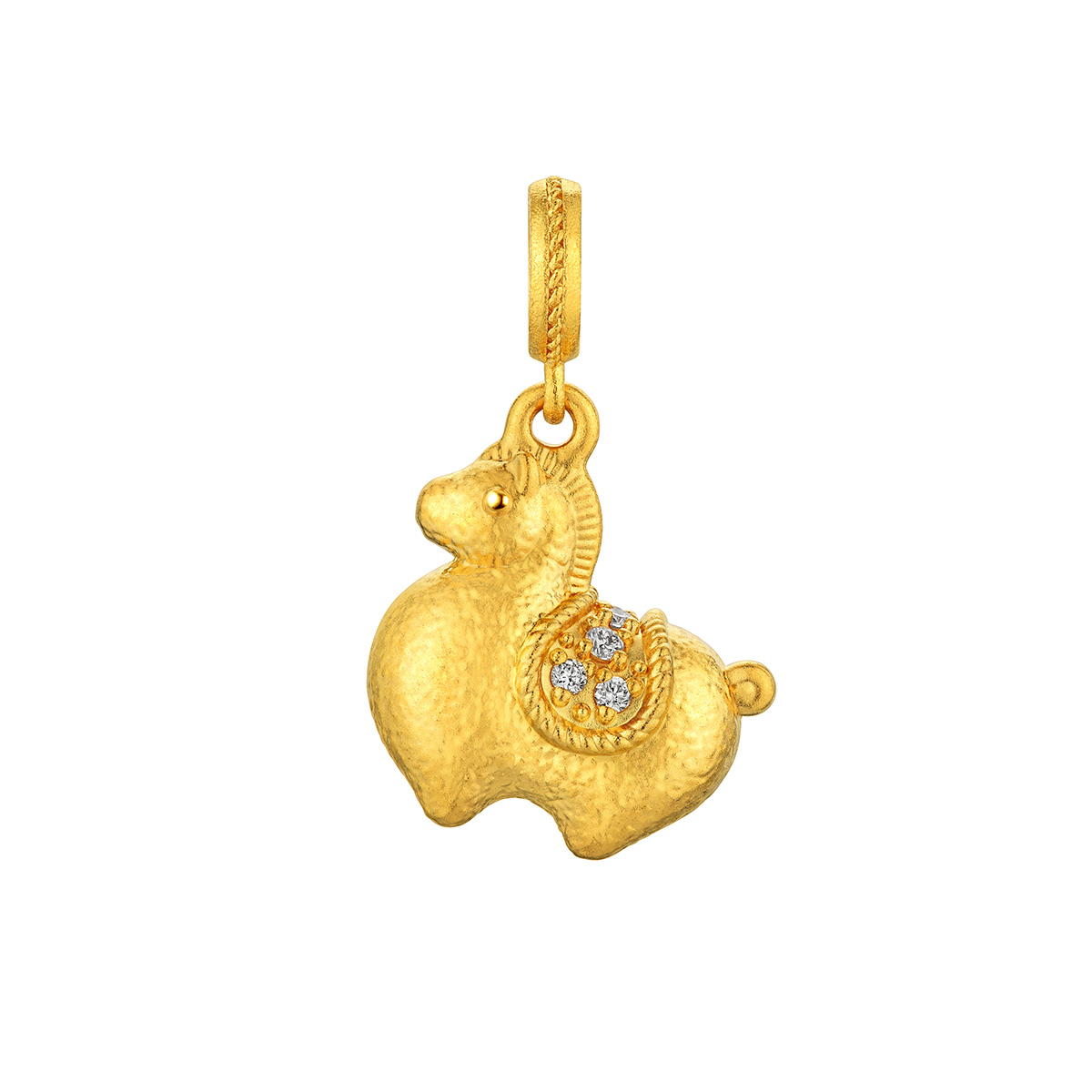 六福珠寶黃金串飾 - "5D墩墩馬"999足金鑽石串飾