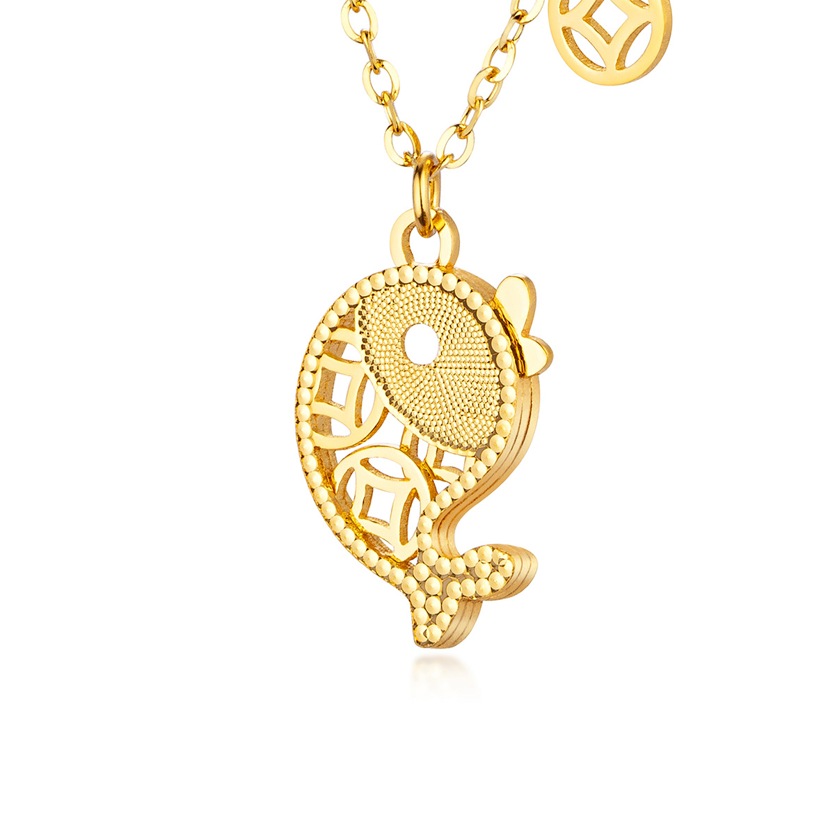 六福珠寶黃金頸鏈 - "如魚得水"990黃金頸鏈