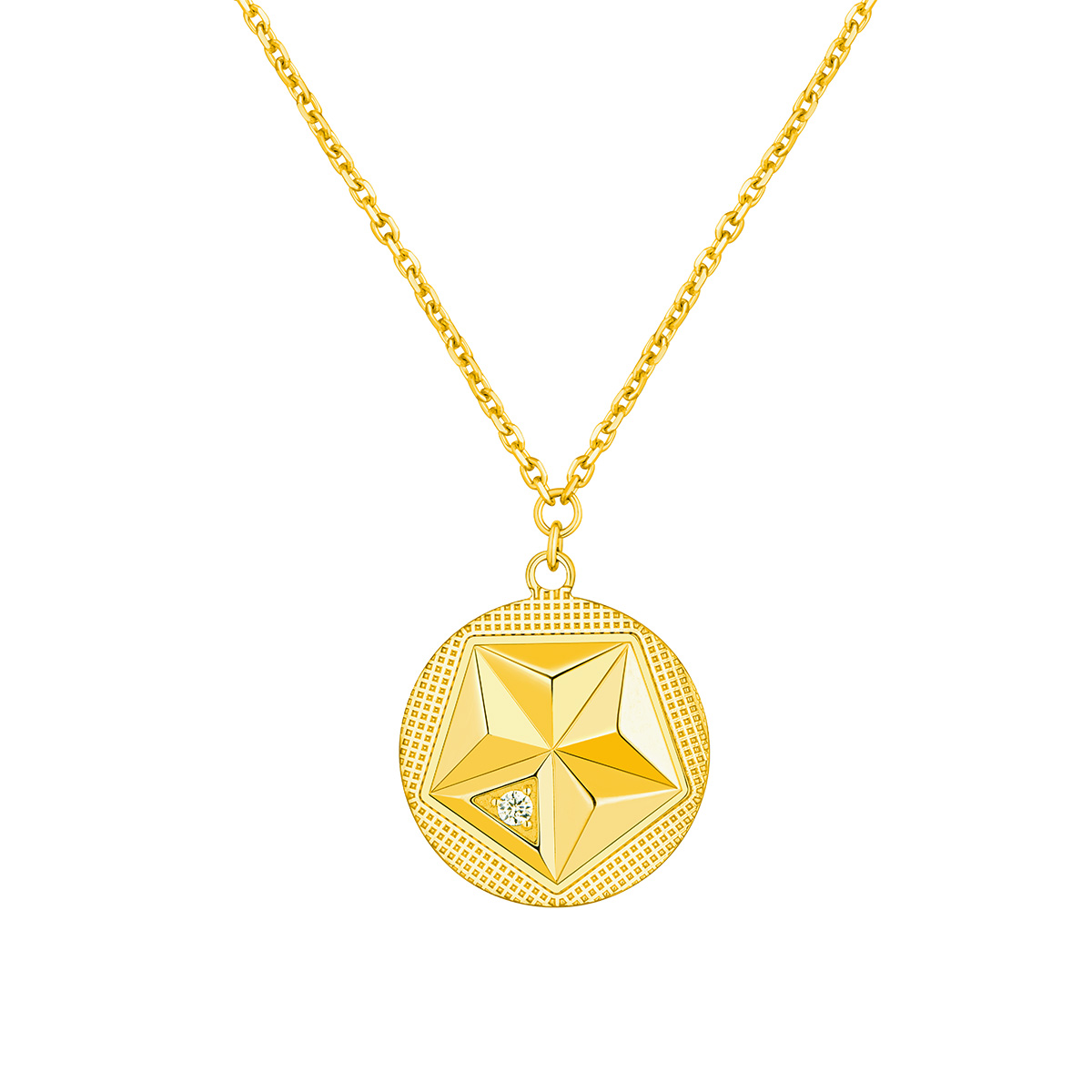 六福珠寶黃金頸鏈 - "潮星摩登"990黃金鑽石頸鏈