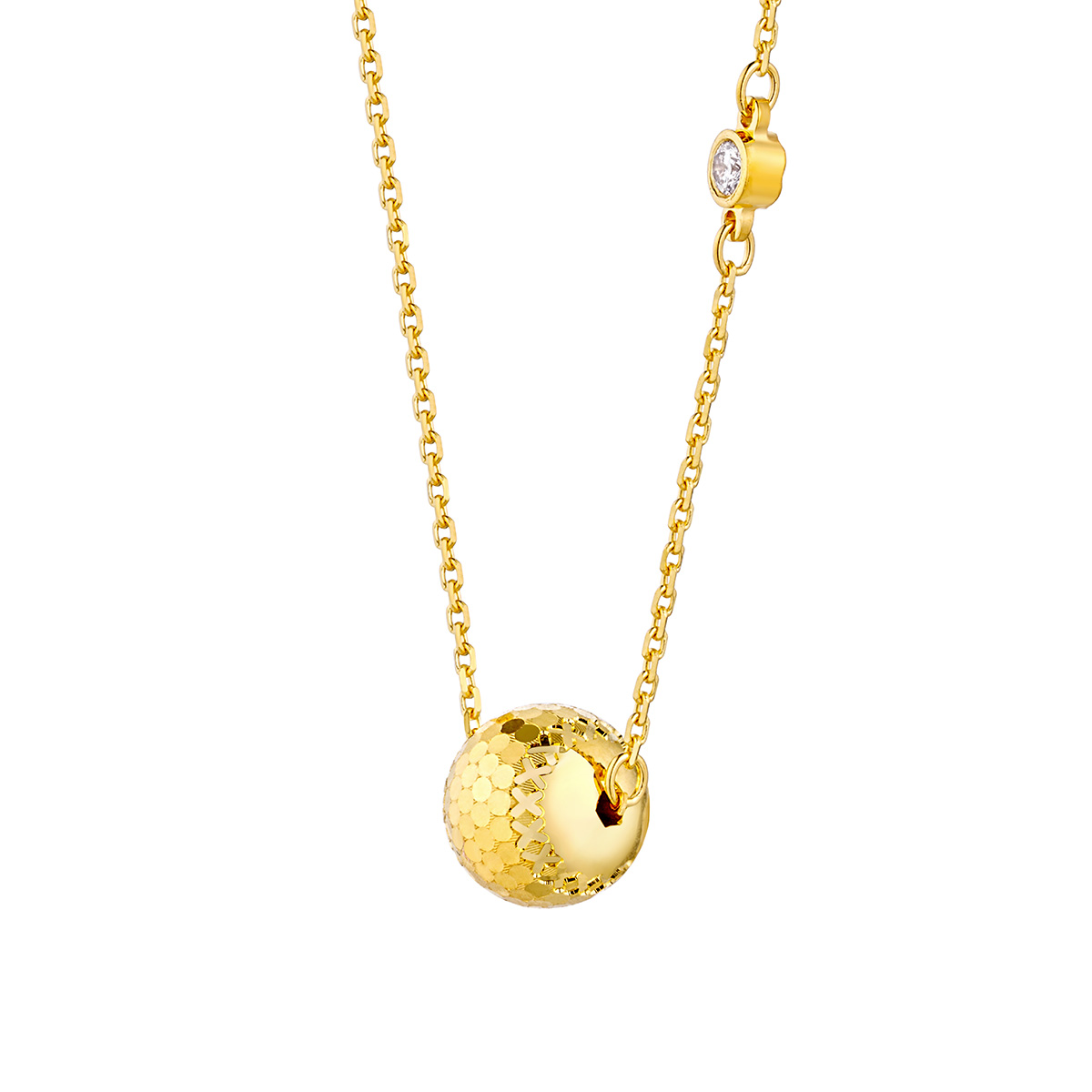 六福珠寶黃金頸鏈 - "閃動星球"990黃金鑽石頸鏈