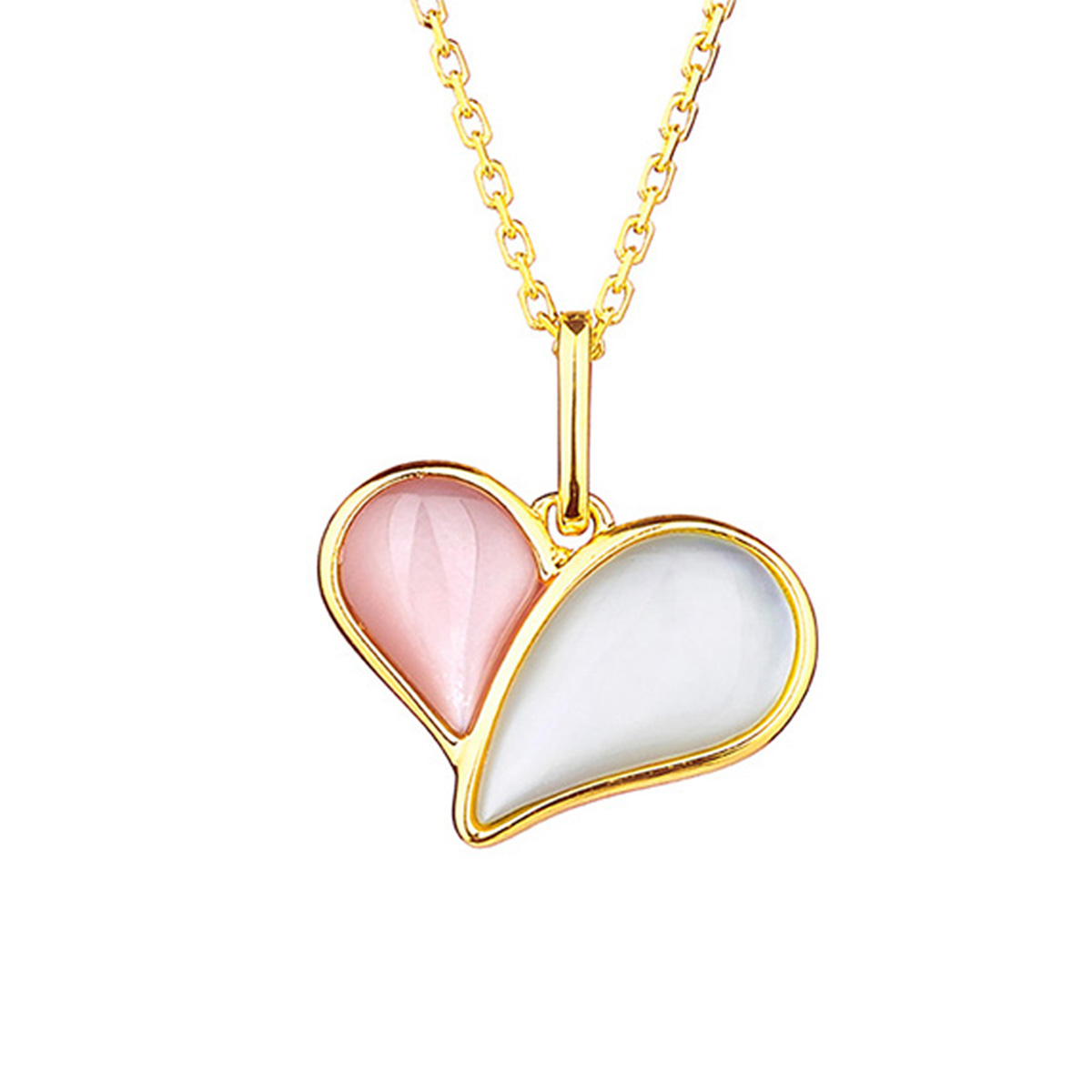 $t('六福珠寶')18K金頸鏈 - "為愛比心"18K金(黃色)貝母頸鏈