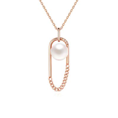 六福珠寶18K金頸鏈 - "鏈愛循環"18K玫瑰金鑽石頸鏈