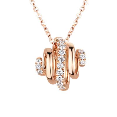 六福珠寶18K金頸鏈 - "旋鑽"18K玫瑰金鑽石頸鏈