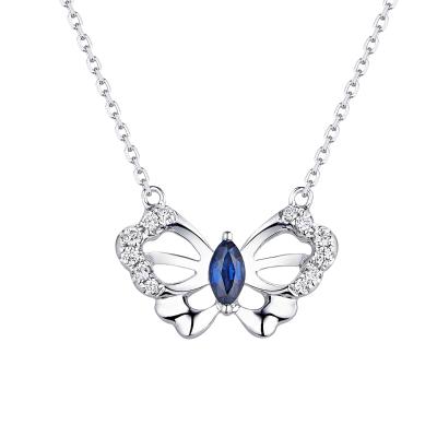 六福珠寶18K金頸鏈 - "優雅蝴蝶"18K金寶石鑽石頸鏈–多色選擇