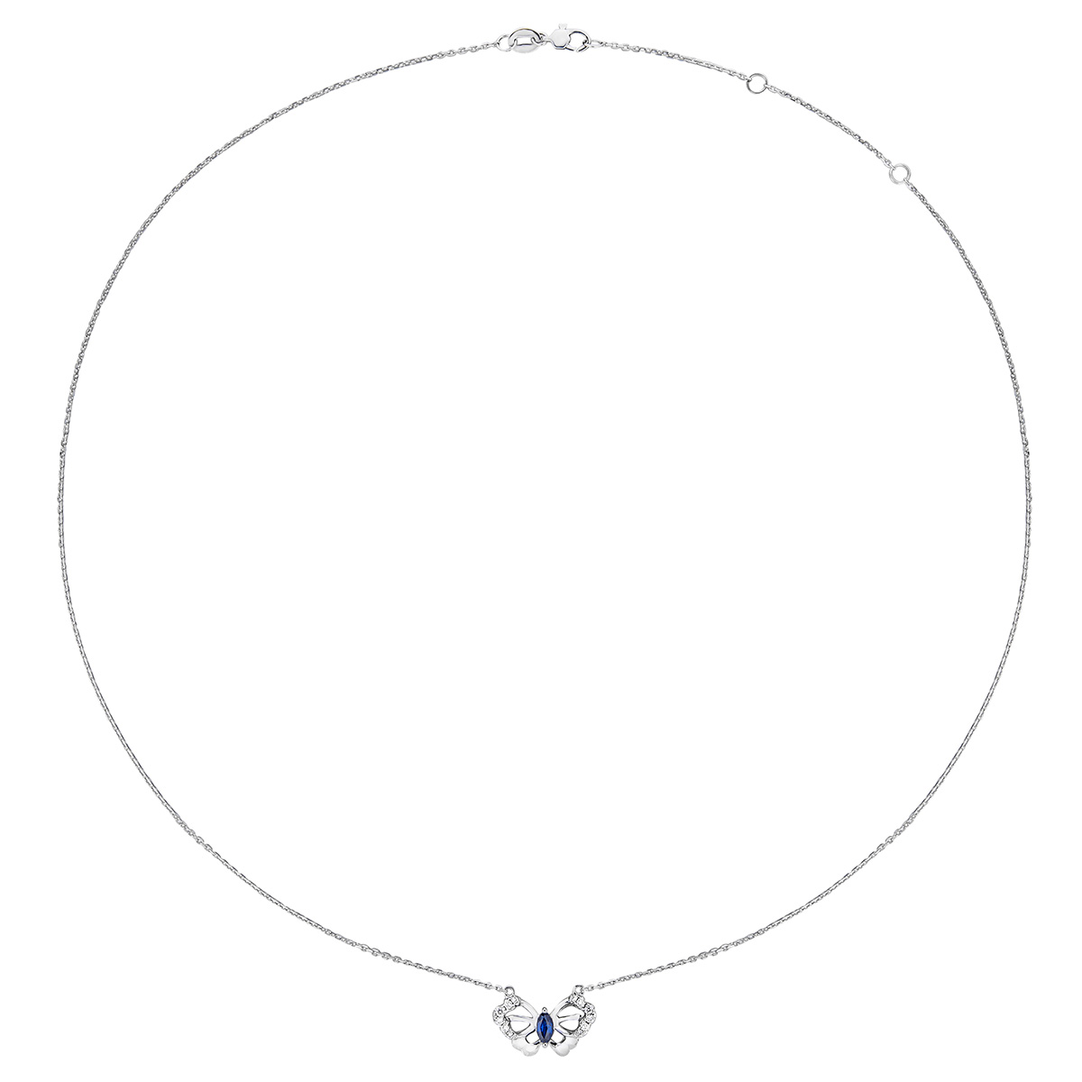 六福珠寶18K金頸鏈 - "優雅蝴蝶"18K金寶石鑽石頸鏈–多色選擇